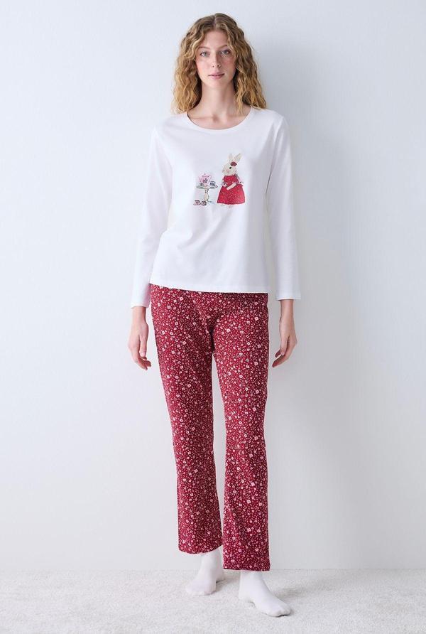 Penti Pretty Flowers Çok Renkli Pantolon Pijama Takımı - Image 1