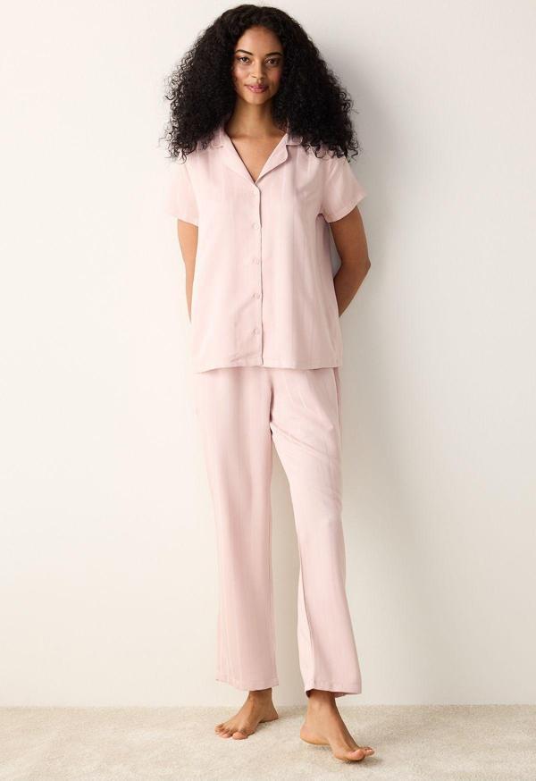 Penti Margot Saten Pembe Gömlek Pantolon Pijama Takımı - Image 1