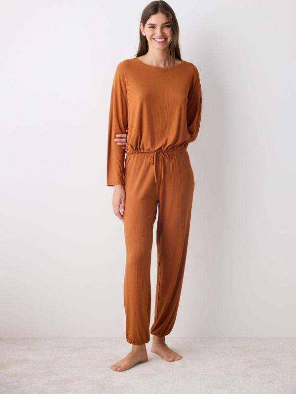 Penti Hailey Solid Açık Kahverengi Pantolon Pijama Takımı - Image 1