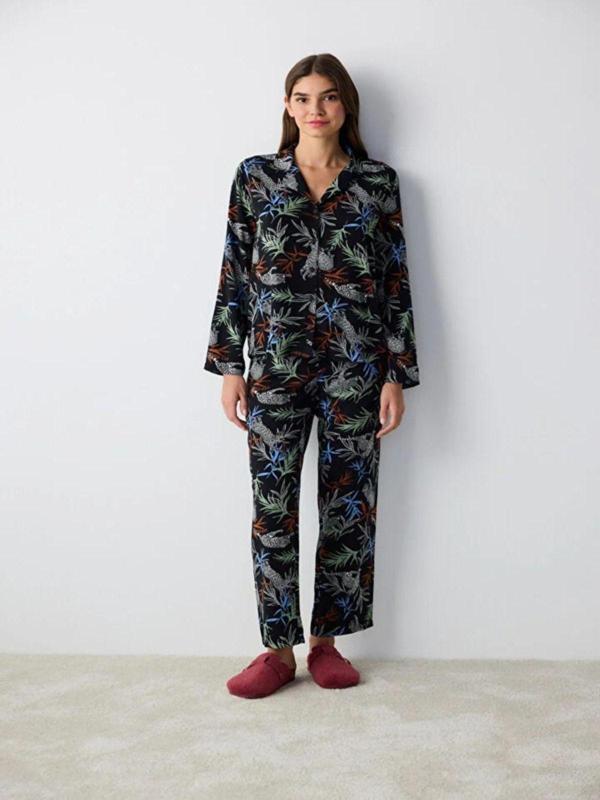 Penti Quinn Siyah Gömlek Pantolon Pijama Takımı - Image 1