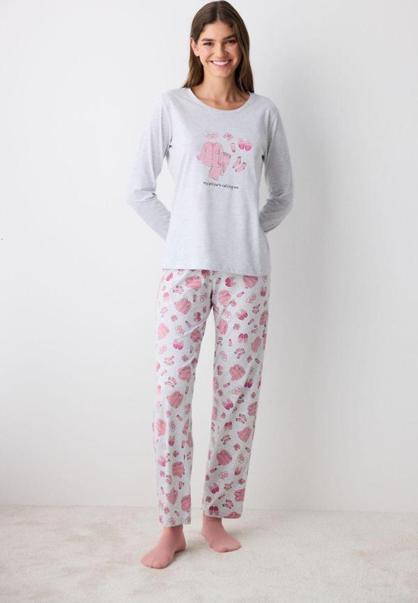 Penti Sleep Time Açık Gri Pantolon Pijama Takımı - Image 1