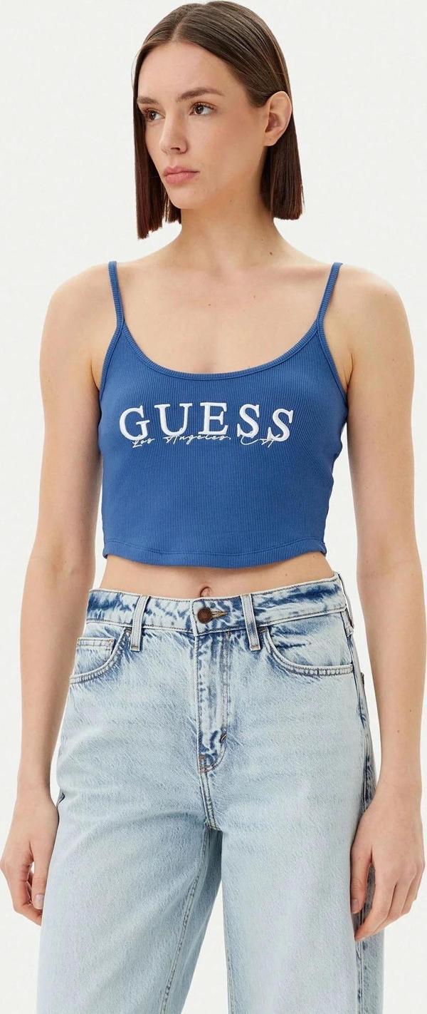 Guess Kadın Mavi Sunflower Ribana Bluz - Image 1