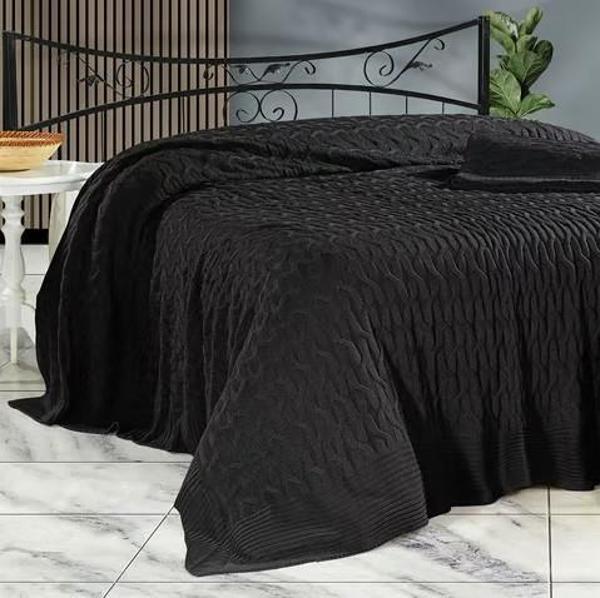 Nazik Home Emma Triko Battaniye Antrasit Çift Kişilik - Image 1