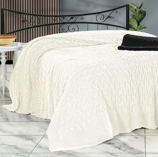 Nazik Home Emma Triko Battaniye Krem Çift Kişilik - Image 1