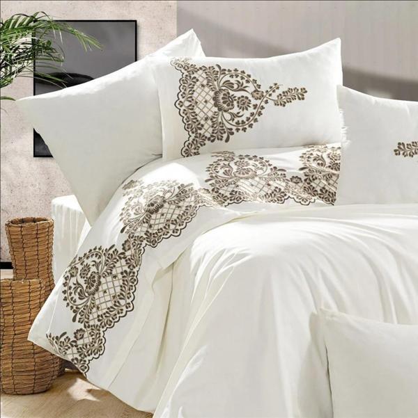 Nazik Home Monza Pamuk Saten Nevresim Takımı Vizon Çift Kişilik - Image 1