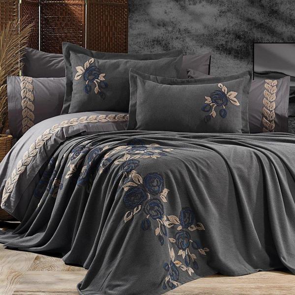 Nazik Home Oasis Nevresim-Pike Seti Antrasit Çift Kişilik - Image 1