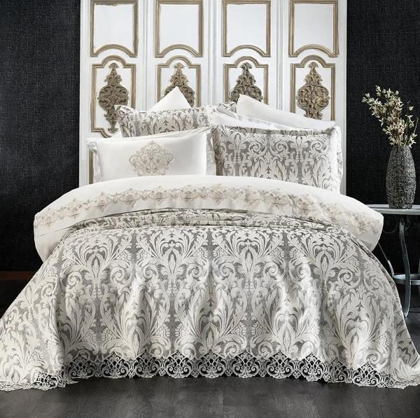 Zebra Casa Astor Damask Pike Seti Gri - Image 1
