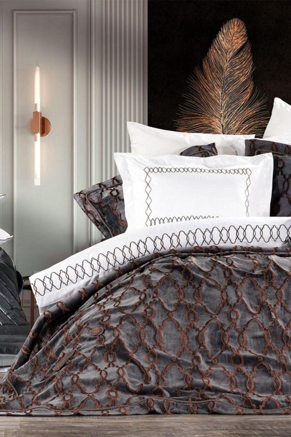 Zebra Casa Violet Yatak Seti Antasit / Bakır - Image 1