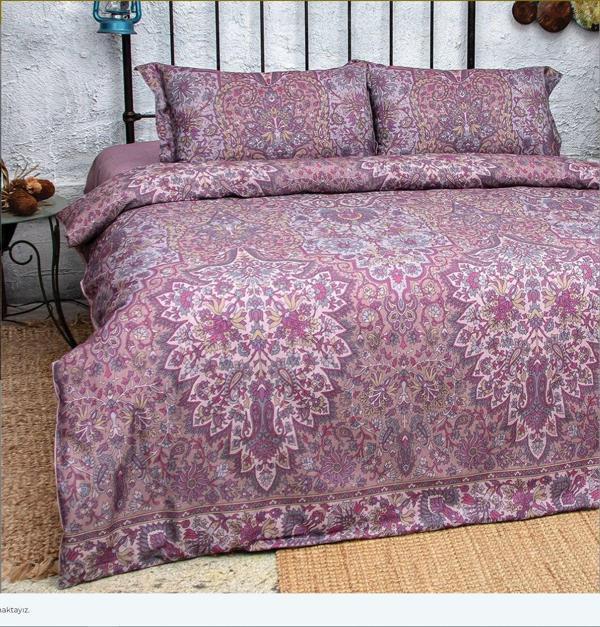 Nazik Home Talin Dijital Nevresim Takımı Mürdüm King Size - Image 1