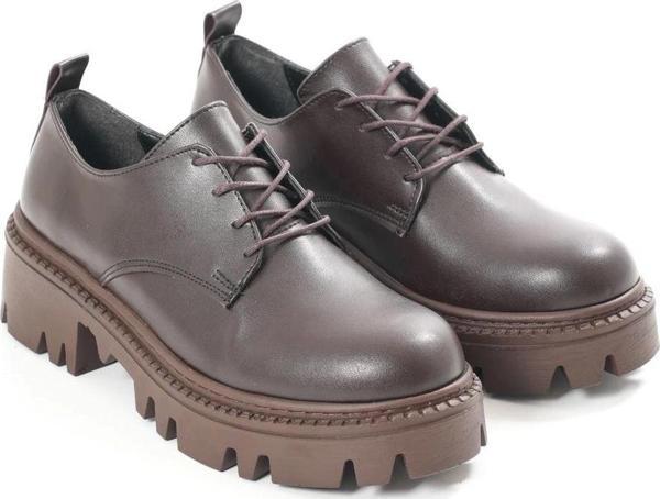 868-754 Kahverengi Bağcıklı Günlük Yüksek Tabanlı Loafer Ayakkabı - Image 1