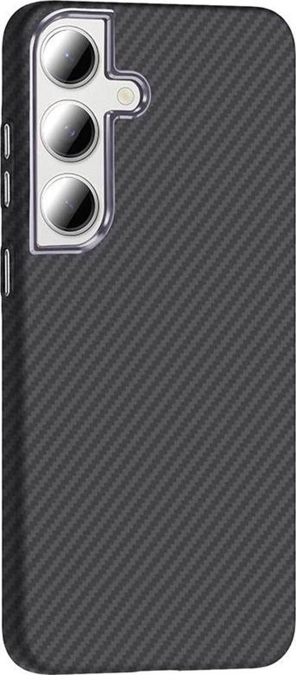 Galaxy S24 FE Kılıf M-safe Şarj Özellikli Karbon Fiber Görünümlü Gros Kapak Siyah - Image 1