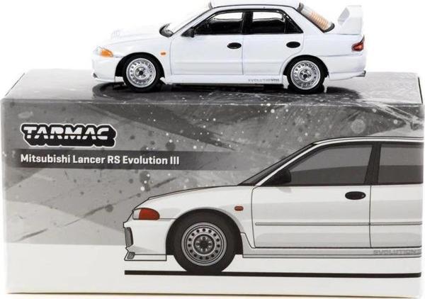 Tarmac Works 1/64 Mitsubishi Lancer RS  Evolution III White - Lamley Special Edition - GLOBAL64 - Image 1