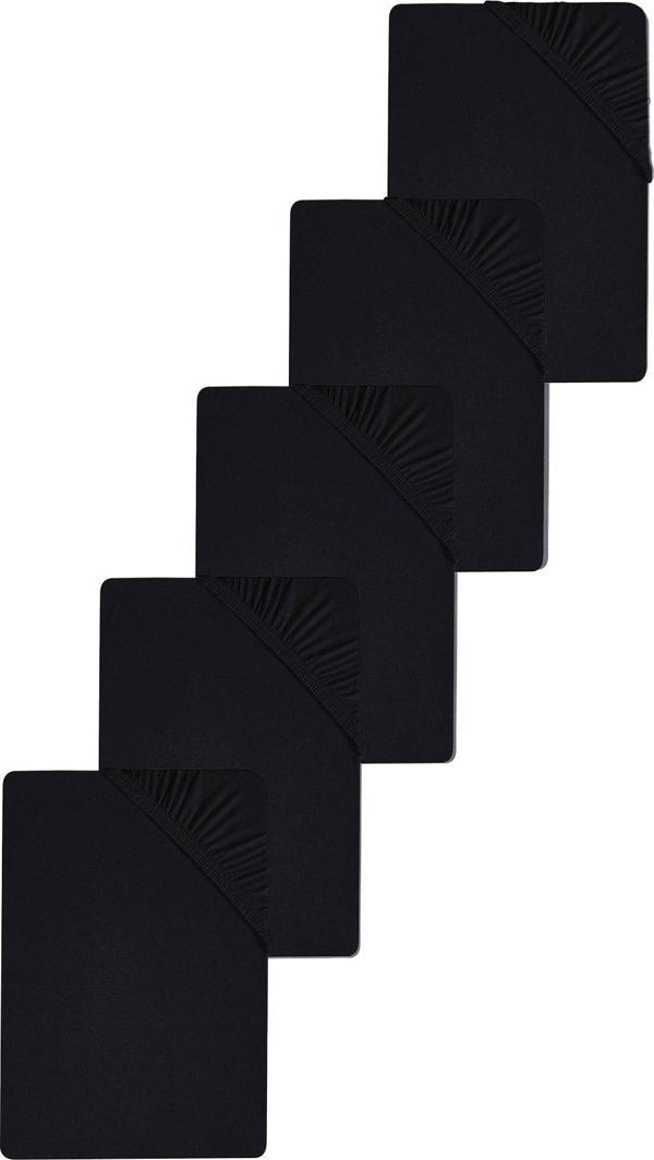 5 Adet Düz Pamuklu Tek Kişilik 80 x 200 x 30 cm Lastikli Penye Çarşaf - Image 1