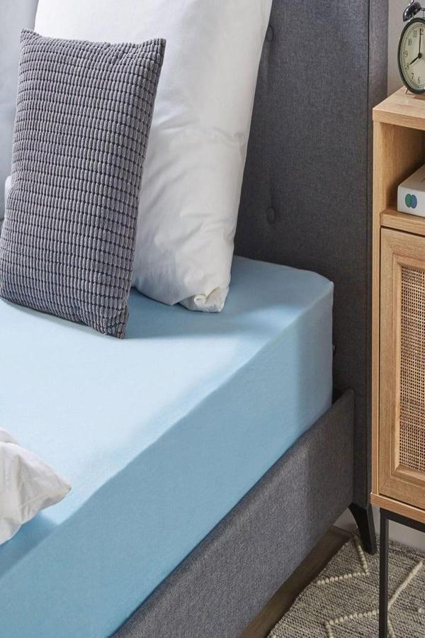 120 x 200 x 30 cm Düz Pamuklu Tek Kişilik Lastikli Fitted Penye Çarşaf - Image 1