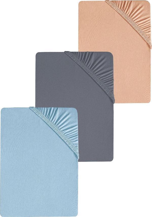 3 Adet Düz Pamuklu Tek Kişilik 120 x 200 x 30 cm Lastikli Penye Çarşaf - Image 1