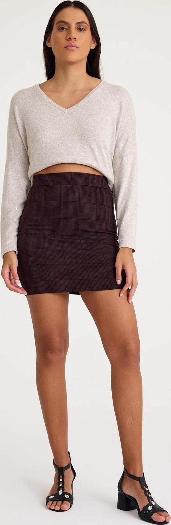 Ekose Desenli Mini Etek - Image 1