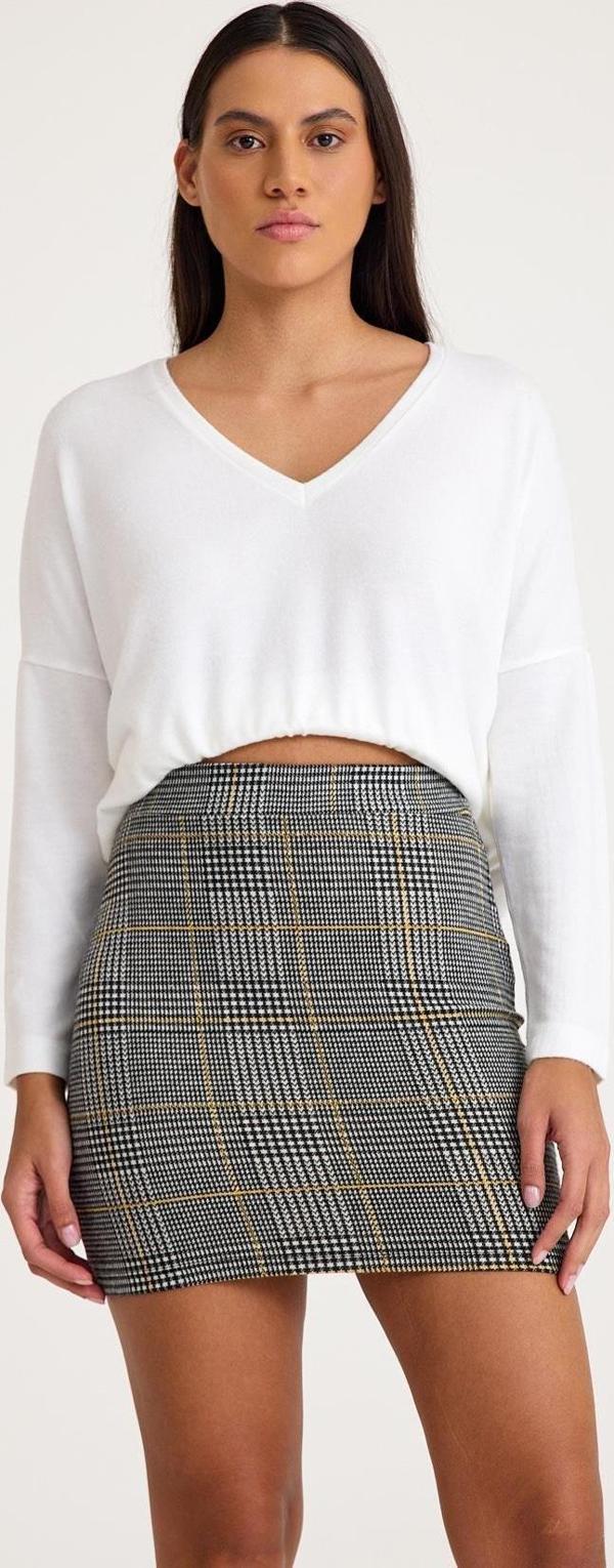 Ekose Desenli Mini Etek - Image 1