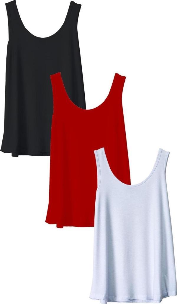 3 Adet A Kesim Pamuklu Kalın Askılı Atlet Tişört - Image 1