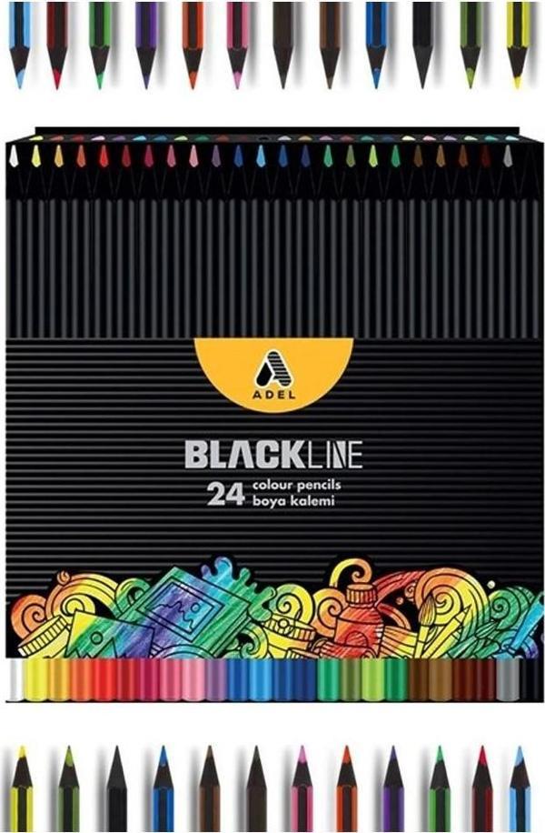 Blackline 24 lü Kuru Boya Kalemi Karton Kutu 1 Paket 12 Renk Blackline Kuruboya Tam Boy Renkli Kalem - Image 1