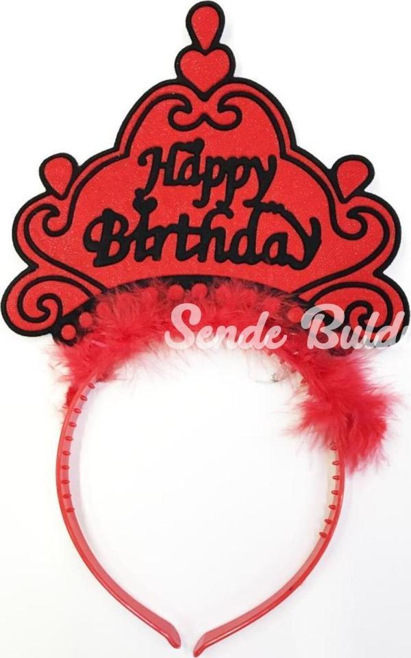 Happy Birthday Yazılı Neon Renk Taç 12 Adet - Image 1