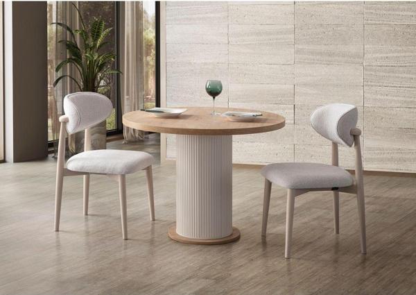 Edsy Home Safir Meşe 2 Sandalyeli Yuvarlak Masa Takımı ( Ayaklar Plastik ) - Image 1
