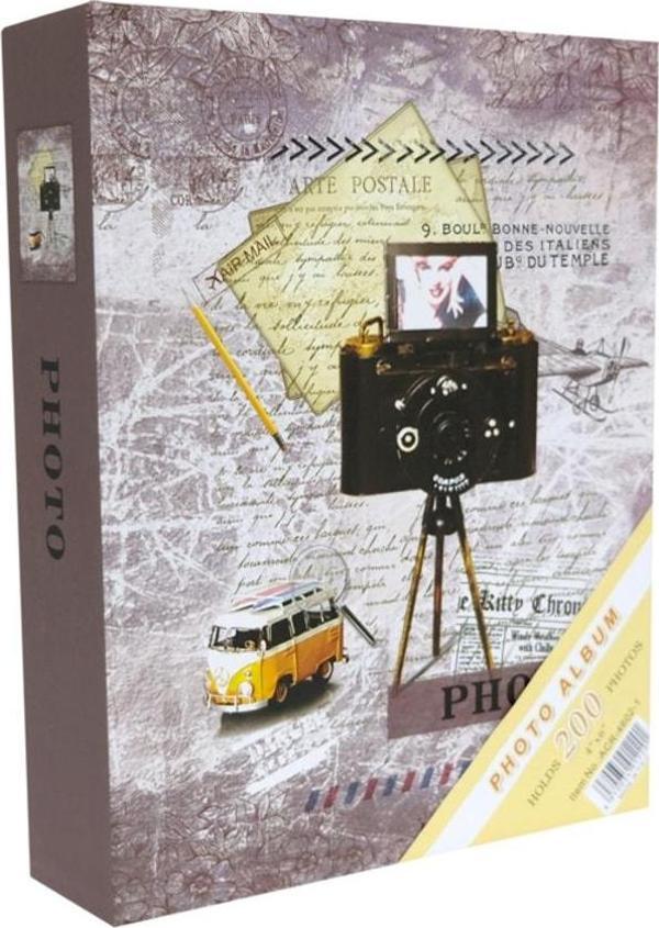 Rabsev RS4602-1 Fotoğraf Albümü 10x15cm 200 Fotoğraf Kapasiteli Kamera Desenli Anı Albümü - Image 1