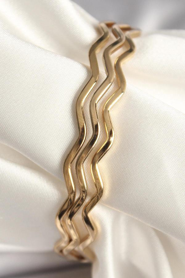 316L Çelik Gold Renk Ajda Model Kadın Bileklik - TJ-BB6877 - Image 1