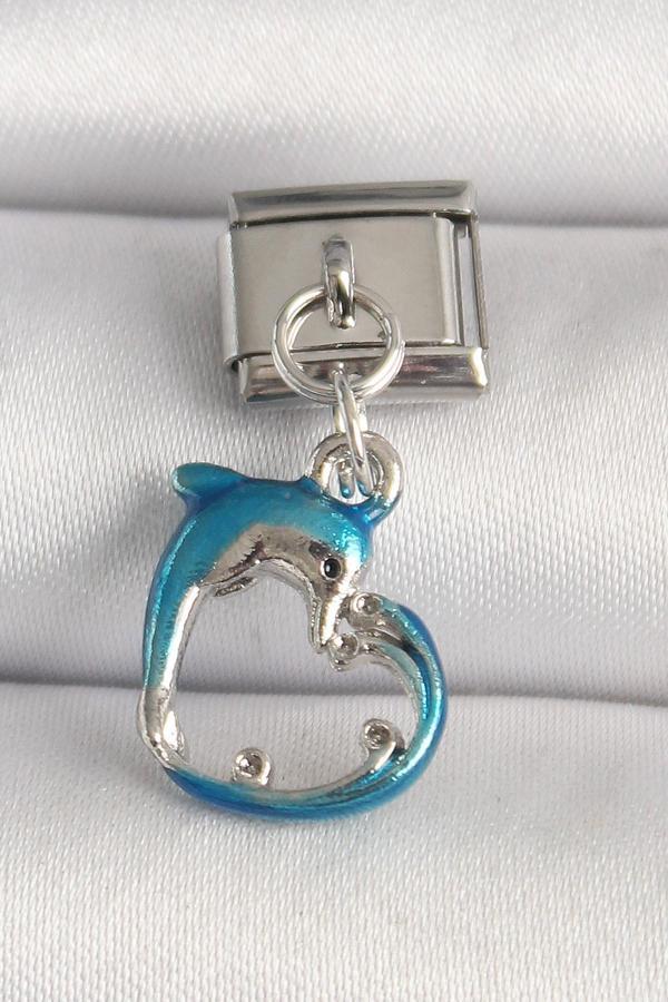 316L Çelik Gümüş Renk Mavi Yunus Model Nomination Charm - TJ-BC1251 - Image 1