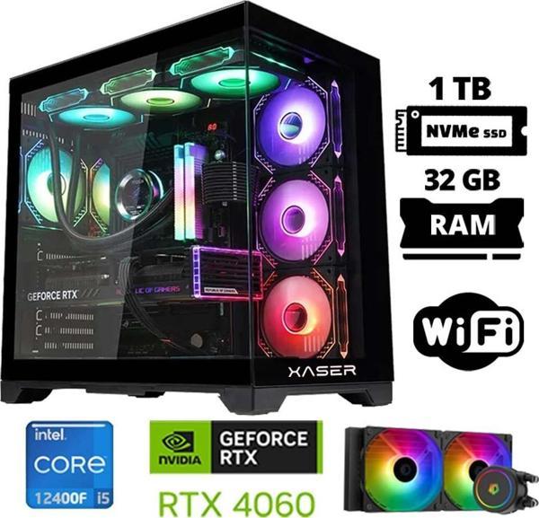 Xaser Lexus X10 i5 12400F 32GB Ram 1TB M.2 NVMe SSD 8GB RTX4060 Sıvı Soğutmalı Oyuncu Bilgisayarı - Image 1