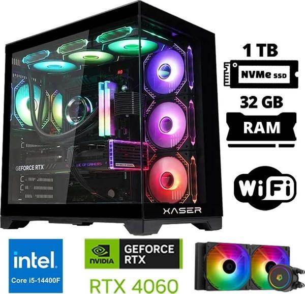 Xaser Lexus x15 i5 14400F 32GB Ram 1TB M.2 NVMe SSD 8GB RTX4060 Sıvı Soğutmalı Oyuncu Bilgisayarı - Image 1