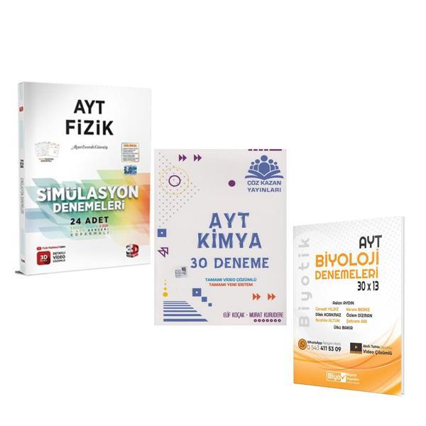 3D AYT Fizik Çöz Kazan Kimya ve Biyotik Biyoloji Deneme Seti 3 Kitap - 3D Yayınları - Image 1