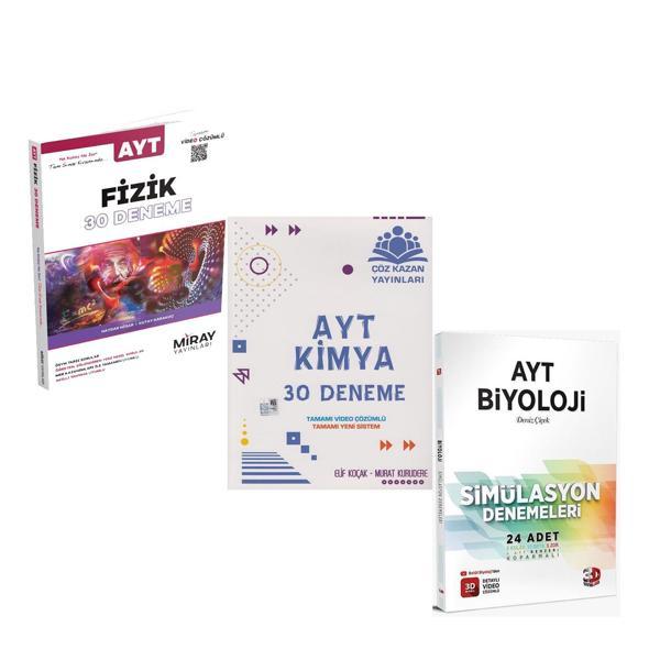 Miray AYT Fizik Çöz Kazan Kimya ve 3D Biyoloji Deneme Seti 3 Kitap - 3D Yayınları - Image 1