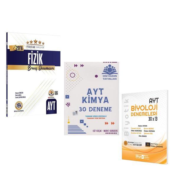 Bilgi Sarmal Yıldızlar Yarışıyor AYT Fizik Çöz Kazan Kimya ve Biyotik Biyoloji Deneme Seti 3 Kitap - Biyotik Yayınları - Image 1