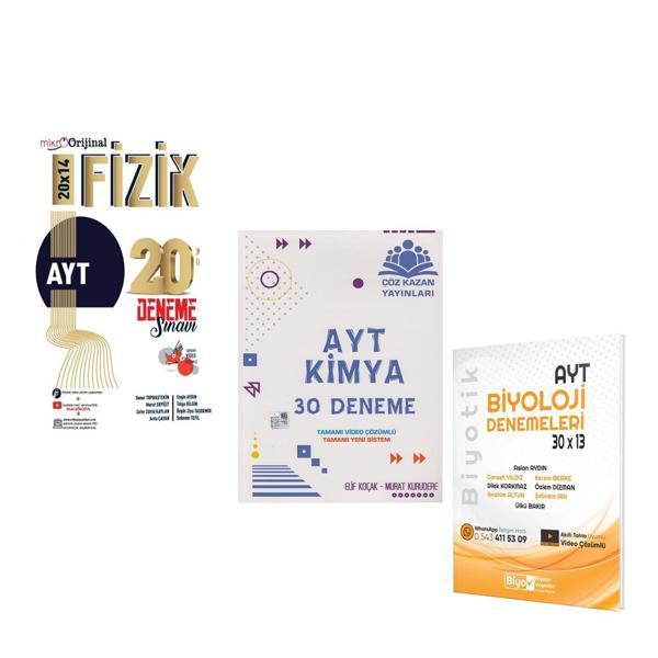 Orijinal Mikro AYT Fizik Çöz Kazan Kimya ve Biyotik Biyoloji Deneme Seti 3 Kitap - Biyotik Yayınları - Image 1