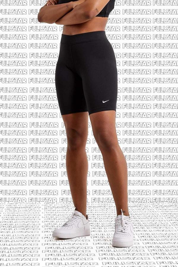 Nike Sportswear Essential Biker Pamuk Polyester Siyah Kısa Tayt Şort - Image 1
