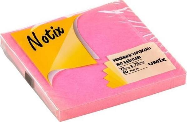 Notix Yapışkanlı Not Kağıdı Neon Pembe 75 mm x 75 mm 80 Yaprak - Image 1