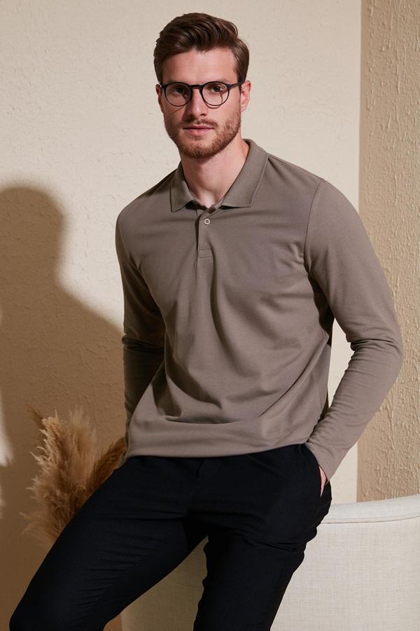 Buratti % 100 Pamuk Slim Fit Polo Yaka Erkek Sweat 5905707 TOPRAK - Image 1
