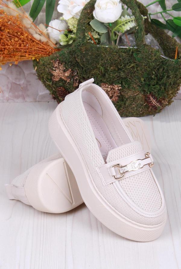Fort 346101 Triko Toka Detaylı Kalın Taban Rahat Loafer Kadın Ayakkabı - Image 1