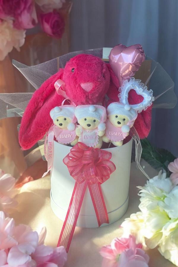 Led Işıklı Özel Kutuda Uyku Arkadaşı Bunny Peluş Tavşan ile Yeni Doğan Hediye Seti- Babyshower, Yenidoğan Hediyesi - Image 1