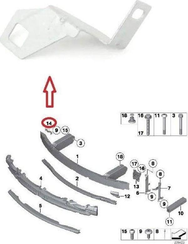 BMW - ÖN TAMPON BRAKETİ SOL ( ALİMİNYUM ) F10 2010- - 51647247665 - Image 1