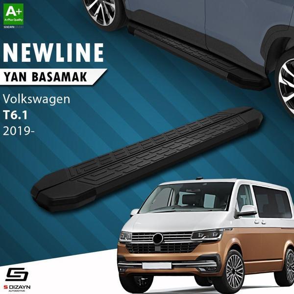 S-Dizayn VW Transporter T6.1 Kısa Şase NewLine Siyah Yan Basamak 213 Cm 2019-2025 A+ Kalite - Image 1