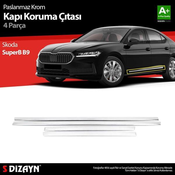 S-Dizayn Skoda SuperB B9 Krom Kapı Koruma Çıtası 2024 Üzeri A+ Kalite - Image 1