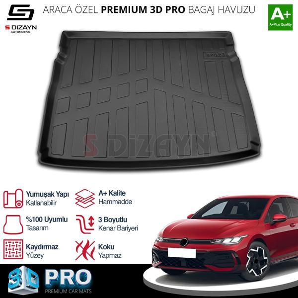 S-Dizayn VW Golf 8 3D Pro Bagaj Havuzu Üst Bagaj 2021-2024 A+ Kalite - Image 1