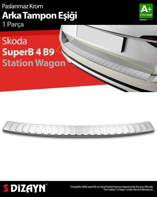S-Dizayn Skoda SuperB B8 Makyajlı SW Krom Arka Tampon Eşiği 2019-2023 - Image 1