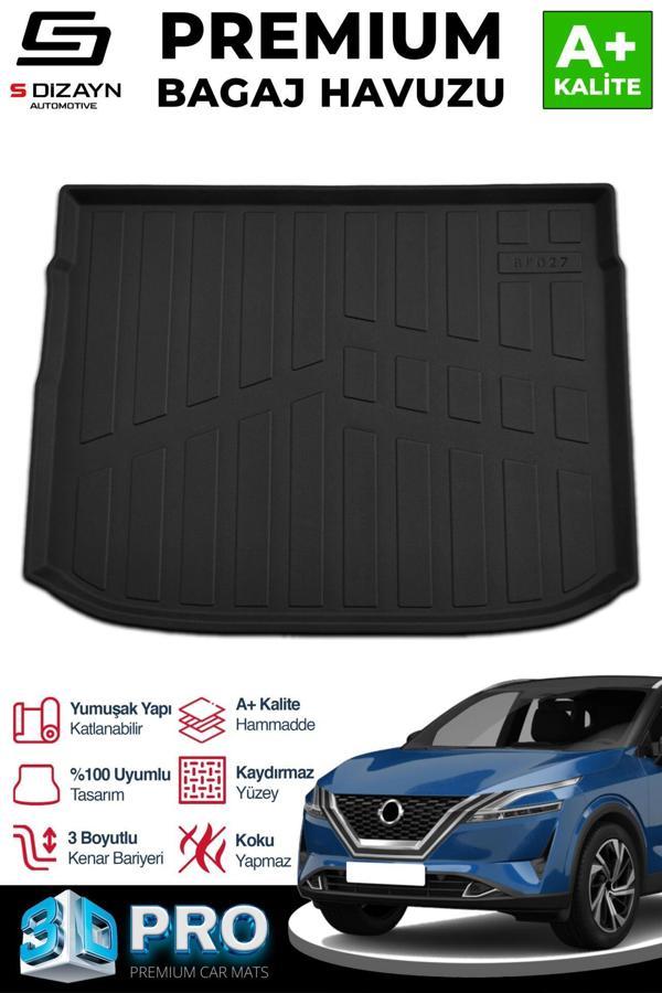 S-Dizayn Nissan Qashqai 1.3 Benzinli 3D Pro Bagaj Havuzu Üst Bagaj 2021 Üzeri A+ Kalite - Image 1