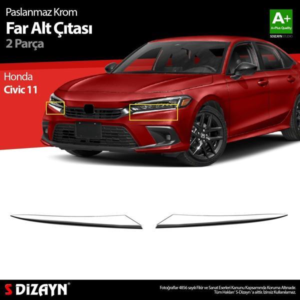 S-Dizayn Honda Civic Krom Far Alt Çıtası 2 Prç. 2021 Üzeri A+ Kalite - Image 1