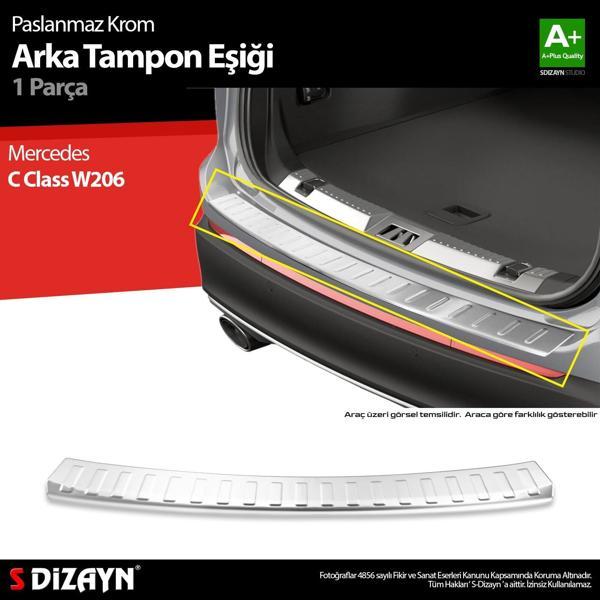 S-Dizayn Mercedes C Class W206 Krom Arka Tampon Eşiği 2021 Üzeri A+ Kalite - Image 1