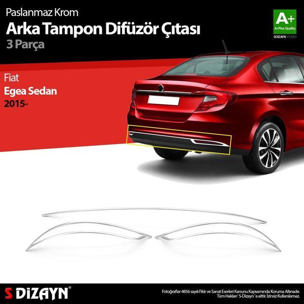 Fiat Egea Sedan Krom Arka Tampon Difüzör Çıtası 3 Prç. 2015 Üzeri - Image 1