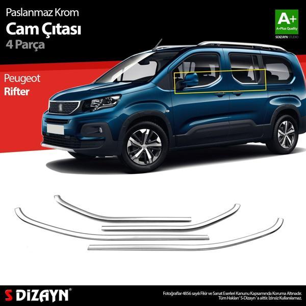 S-Dizayn Peugeot Rifter Krom Cam Çıtası 4 Prç. 2019 Üzeri A+ Kalite - Image 1