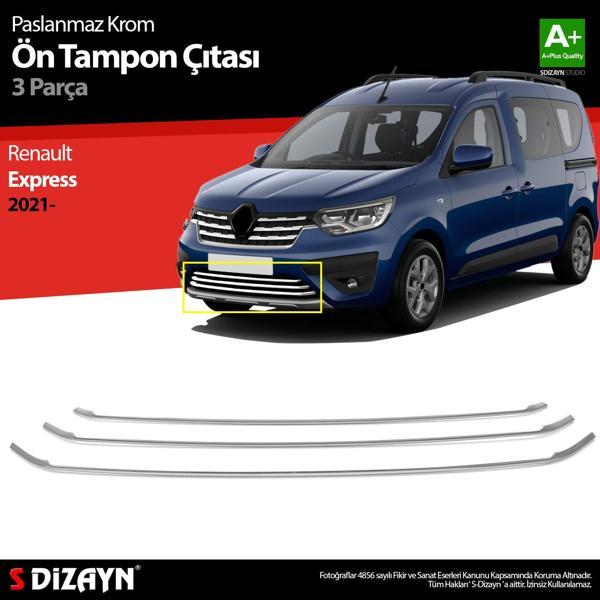 S-Dizayn Renault Express Krom Ön Tampon Çıtası 3 Prç 2021 Üzeri - Image 1